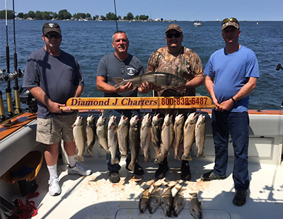 Men holding fish and sign